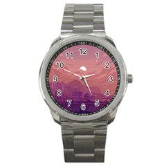 Aesthetic Pixel Art Landscape Sport Metal Watch