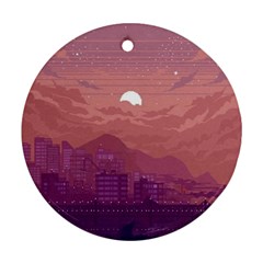 Aesthetic Pixel Art Landscape Round Ornament (two Sides) by Sarkoni