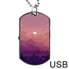 Aesthetic Pixel Art Landscape Dog Tag Usb Flash (one Side)