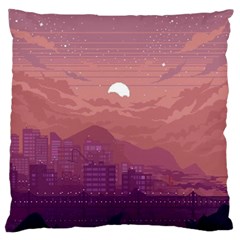 Aesthetic Pixel Art Landscape Large Premium Plush Fleece Cushion Case (one Side)