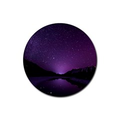 Dark Purple Aesthetic Landscape Rubber Coaster (round) by Sarkoni