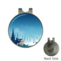 Winter Scenery Minimalist Night Landscape Hat Clips With Golf Markers