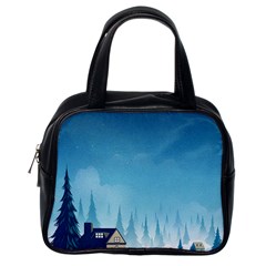 Winter Scenery Minimalist Night Landscape Classic Handbag (one Side)