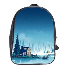 Winter Scenery Minimalist Night Landscape School Bag (large)