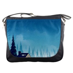 Winter Scenery Minimalist Night Landscape Messenger Bag