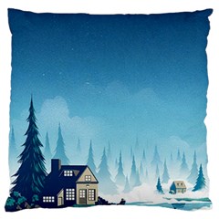 Winter Scenery Minimalist Night Landscape Standard Premium Plush Fleece Cushion Case (one Side)