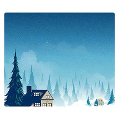 Winter Scenery Minimalist Night Landscape Two Sides Premium Plush Fleece Blanket (small)