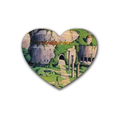 Painting Scenery Rubber Heart Coaster (4 Pack)