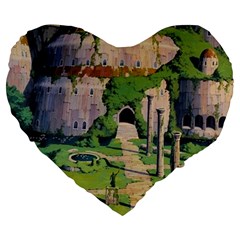 Painting Scenery Large 19  Premium Heart Shape Cushions