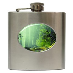 Trees Forest Artwork Nature Beautiful Landscape Hip Flask (6 Oz)