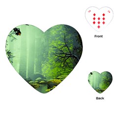 Trees Forest Artwork Nature Beautiful Landscape Playing Cards Single Design (heart)