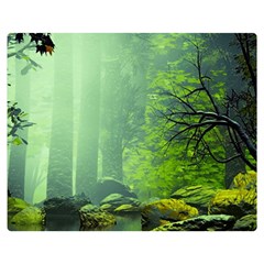 Trees Forest Artwork Nature Beautiful Landscape Two Sides Premium Plush Fleece Blanket (medium)