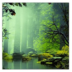 Trees Forest Artwork Nature Beautiful Landscape Square Satin Scarf (36  X 36 )