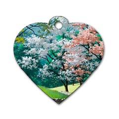 Anime Scenery Landscape Dog Tag Heart (two Sides)