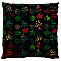 Apples Honey Honeycombs Pattern Large Premium Plush Fleece Cushion Case (two Sides)