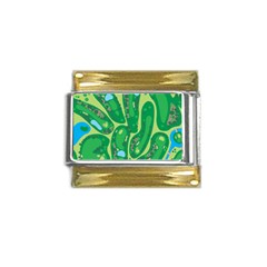 Golf Course Par Golf Course Green Gold Trim Italian Charm (9mm) by Sarkoni