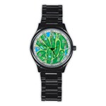 Golf Course Par Golf Course Green Stainless Steel Round Watch Front