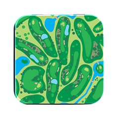 Golf Course Par Golf Course Green Square Metal Box (black)