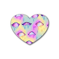 Ahegao, Anime, Pink Rubber Heart Coaster (4 Pack) by nateshop