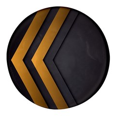 Black Gold Background, Golden Lines Background, Black Round Glass Fridge Magnet (4 Pack) by nateshop