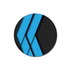 Blue Black Abstract Background, Geometric Background Magnet 3  (round)