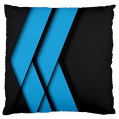 Blue Black Abstract Background, Geometric Background Large Premium Plush Fleece Cushion Case (one Side)