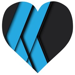 Blue Black Abstract Background, Geometric Background Wooden Puzzle Heart