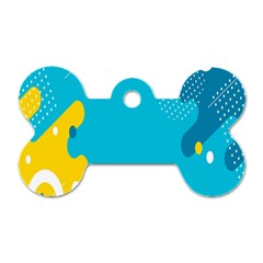 Blue Yellow Abstraction, Creative Backgroun Dog Tag Bone (one Side) by nateshop