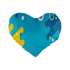 Blue Yellow Abstraction, Creative Backgroun Standard 16  Premium Flano Heart Shape Cushions by nateshop