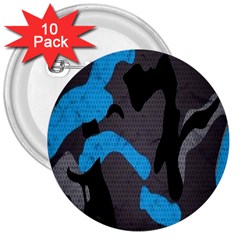 Blue, Abstract, Black, Desenho, Grey Shapes, Texture 3  Buttons (10 Pack)  by nateshop