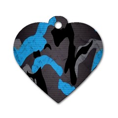 Blue, Abstract, Black, Desenho, Grey Shapes, Texture Dog Tag Heart (one Side) by nateshop