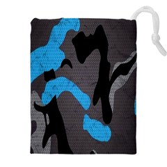 Blue, Abstract, Black, Desenho, Grey Shapes, Texture Drawstring Pouch (4xl) by nateshop