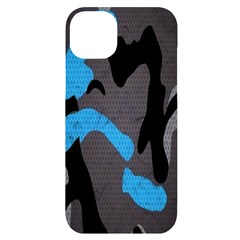 Blue, Abstract, Black, Desenho, Grey Shapes, Texture Iphone 14 Plus Black Uv Print Case by nateshop