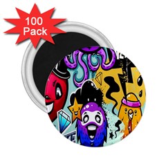 Cartoon Graffiti, Art, Black, Colorful, Wallpaper 2 25  Magnets (100 Pack)  by nateshop