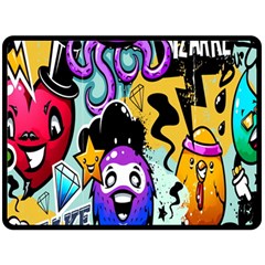 Cartoon Graffiti, Art, Black, Colorful, Wallpaper Fleece Blanket (large) by nateshop