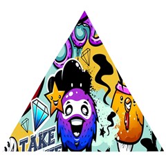 Cartoon Graffiti, Art, Black, Colorful, Wallpaper Wooden Puzzle Triangle by nateshop