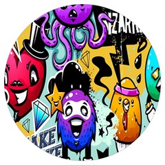 Cartoon Graffiti, Art, Black, Colorful, Wallpaper Round Trivet by nateshop