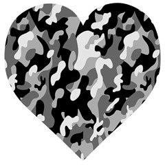 Dark Camouflage, Military Camouflage, Dark Backgrounds Wooden Puzzle Heart