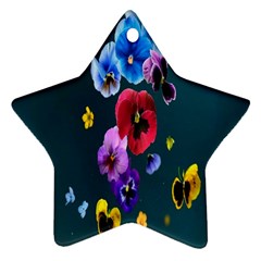 Falling Flowers, Art, Coffee Cup, Colorful, Creative, Cup Ornament (star) by nateshop