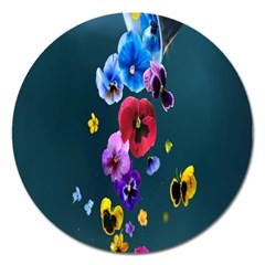 Falling Flowers, Art, Coffee Cup, Colorful, Creative, Cup Magnet 5  (round) by nateshop