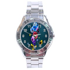 Falling Flowers, Art, Coffee Cup, Colorful, Creative, Cup Stainless Steel Analogue Watch by nateshop