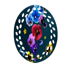 Falling Flowers, Art, Coffee Cup, Colorful, Creative, Cup Ornament (oval Filigree) by nateshop