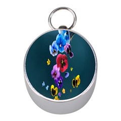 Falling Flowers, Art, Coffee Cup, Colorful, Creative, Cup Mini Silver Compasses by nateshop