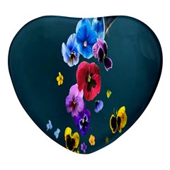 Falling Flowers, Art, Coffee Cup, Colorful, Creative, Cup Heart Glass Fridge Magnet (4 Pack) by nateshop