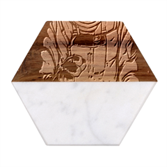 Fingerprint Astro, Amoled, Astronaut, Black, Dark, Oled Marble Wood Coaster (hexagon)  by nateshop