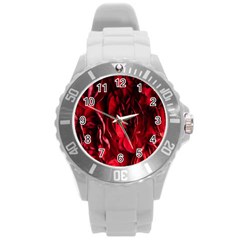 Followers,maroon,rose,roses Round Plastic Sport Watch (l) by nateshop