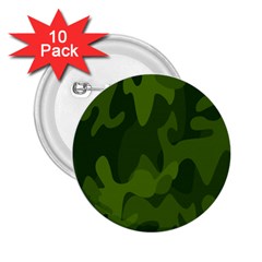 Green Camouflage, Camouflage Backgrounds, Green Fabric 2 25  Buttons (10 Pack)  by nateshop