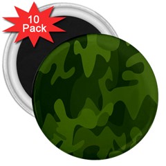 Green Camouflage, Camouflage Backgrounds, Green Fabric 3  Magnets (10 Pack)  by nateshop