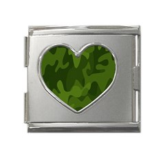 Green Camouflage, Camouflage Backgrounds, Green Fabric Mega Link Heart Italian Charm (18mm) by nateshop