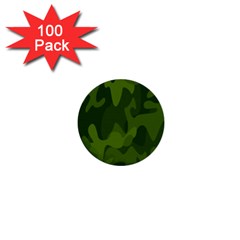Green Camouflage, Camouflage Backgrounds, Green Fabric 1  Mini Buttons (100 Pack)  by nateshop